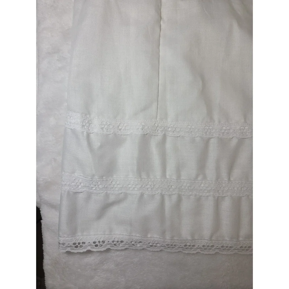 Vtg 1984 White Chemise Slip Dress Cotton Blend Swiss Eyelet Lace Sears Size 36 M